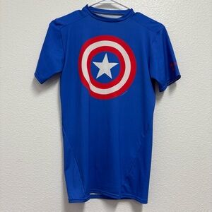 Marvel Captain America Under Armour compression Med short sleeve shirt NWT $45